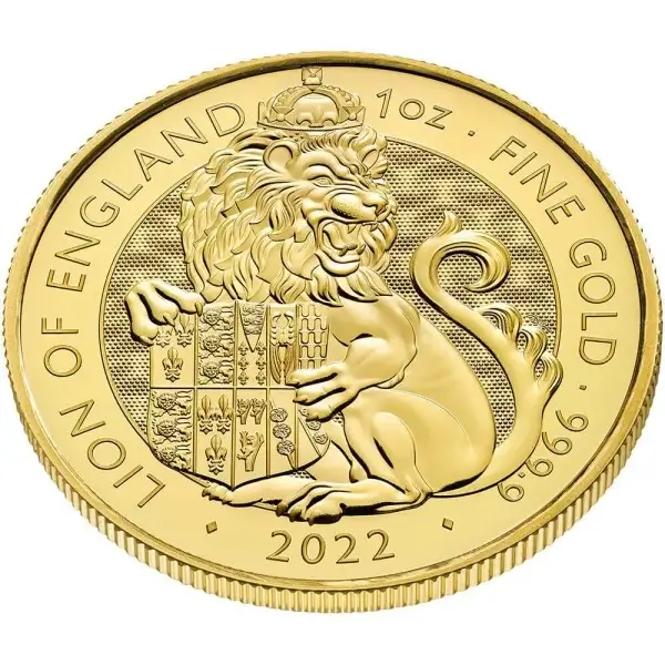 2022 Great Britain Gold Tudor Beasts Lion of England £100 - 1 oz - BU