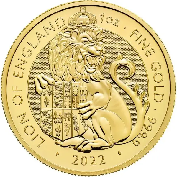 2022 Great Britain Gold Tudor Beasts Lion of England £100 - 1 oz - BU