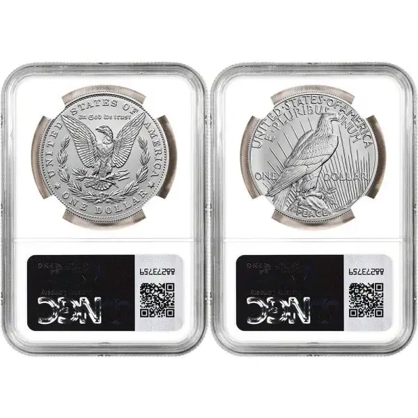 2023 US Two Coin Morgan and Peace Silver Dollar Set NGC MS70 Early Releases