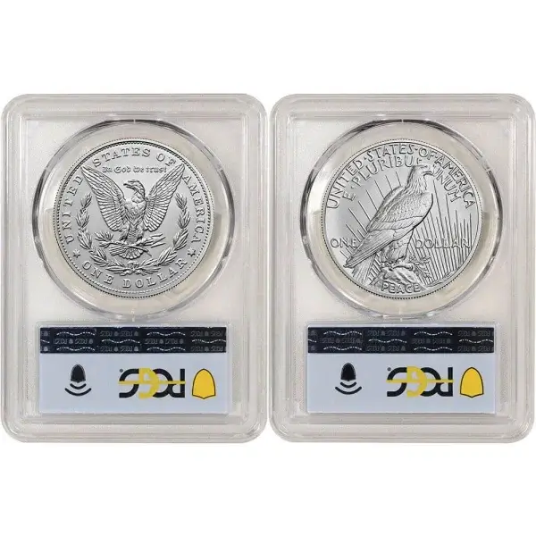2023 US Two Coin Morgan and Peace Silver Dollar Set PCGS MS70 First Day Issue