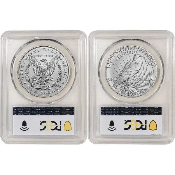 2023 US Two Coin Morgan and Peace Silver Dollar Set PCGS MS70 First Day Issue