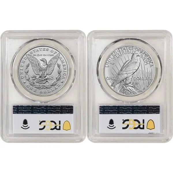 2023 US Two Coin Morgan and Peace Silver Dollar Set PCGS MS70 First Strike