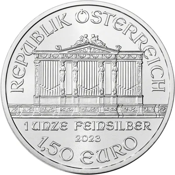 2023 Austria Silver Philharmonic 1 oz 1.5 Euro 5 Rolls 100 Coins in 5 Mint Tubes