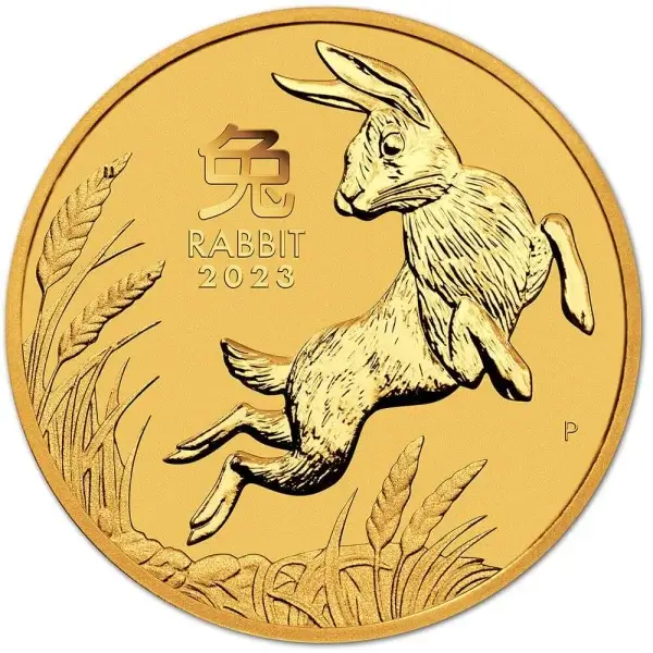 2023 P Australia Gold Lunar Series III Year of the Rabbit 1/10 oz $15 - BU