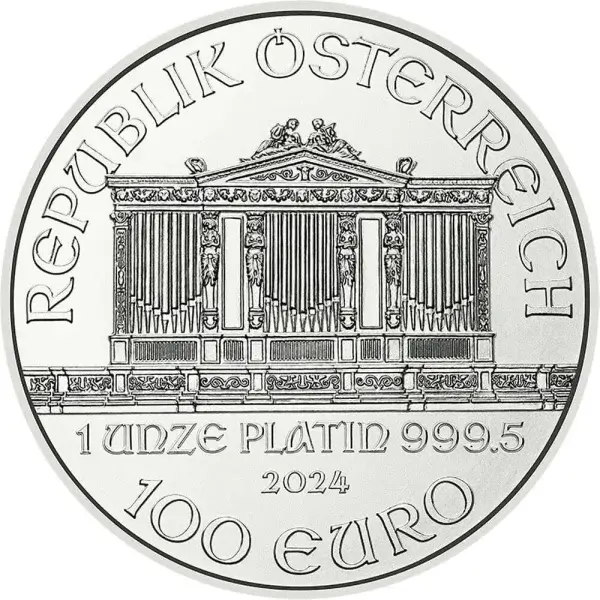 2024 Austria Platinum Philharmonic 1 oz 100 Euro - BU