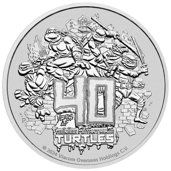 2024 P Tuvalu Silver Teenage Mutant Ninja Turtles 40th Anniversary 1 oz $1 BU