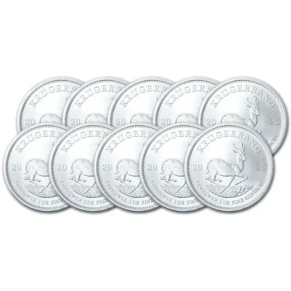 2025 South Africa Silver Krugerrand 1 oz 1 Rand - BU Ten 10 Coins