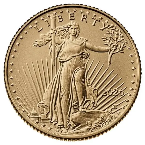 2026 American Gold Eagle 1/10 oz $5 - 1 Roll Fifty 50 BU Coins in Mint Tube
