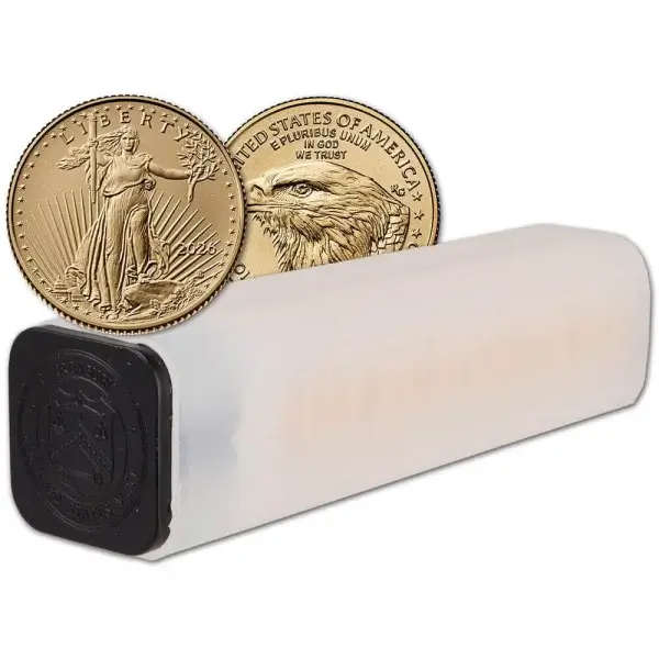 2026 American Gold Eagle 1/10 oz $5 - 1 Roll Fifty 50 BU Coins in Mint Tube