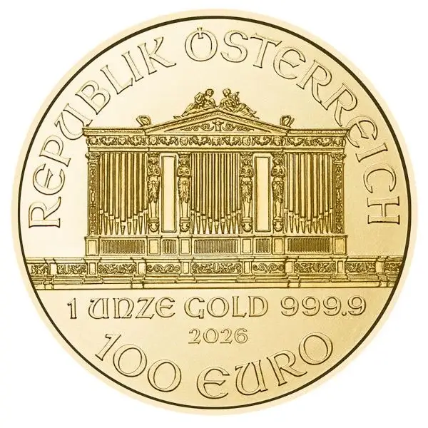 2026 Austria Gold Philharmonic 1 oz 100 Euro - BU