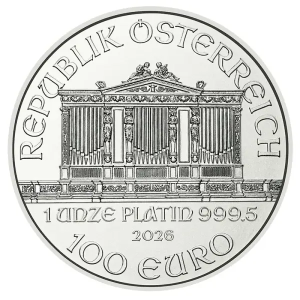 2026 Austria Platinum Philharmonic 1 oz 100 Euro - BU