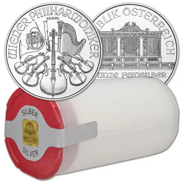 2026 Austria Silver Philharmonic 1 oz 1.5 Euro - 1 Roll 20 BU Coins in Mint Tube