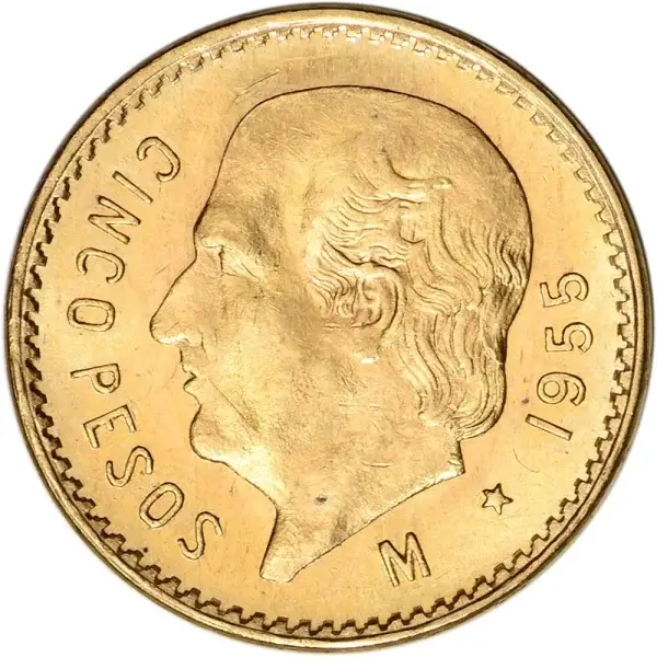 1955 Mexico Gold 5 Pesos .1205 oz - BU Restrike