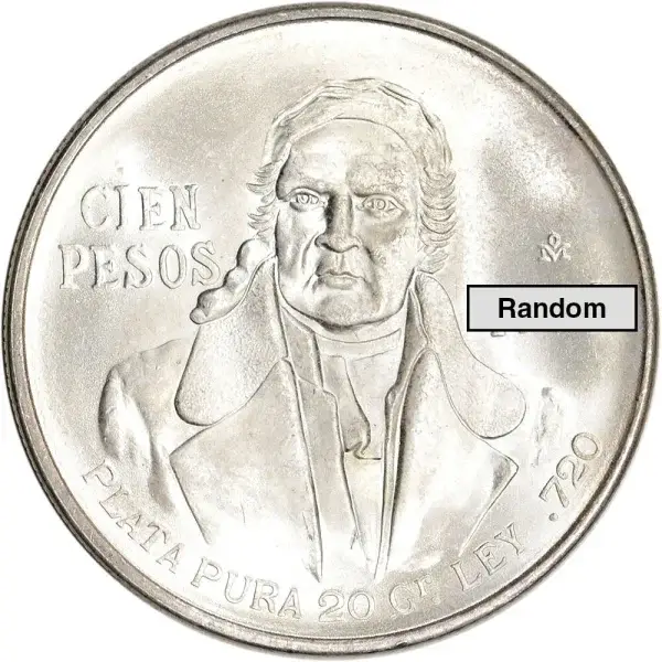 100 Peso Mexican Silver Coin - (1977-1979) - Avg Circ