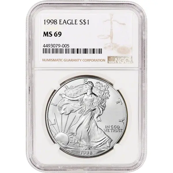 1998 American Silver Eagle Coin - NGC MS69