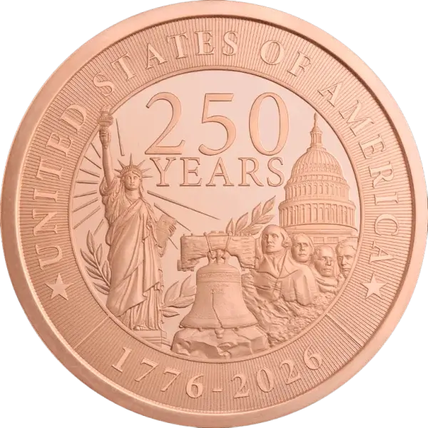 2 oz. Golden State Mint Copper Round - American 250th Anniversary .999 Fine