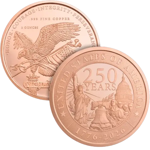 2 oz. Golden State Mint Copper Round - American 250th Anniversary .999 Fine