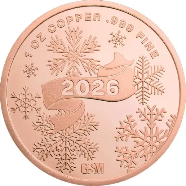 1 oz Golden State Mint Copper Round 2026 Santa .999 Fine