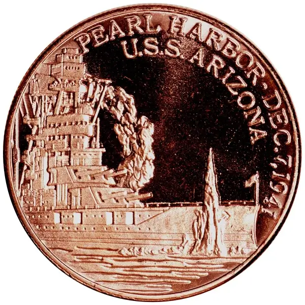 1 oz. Highland Mint Copper Round .999 Fine - Pearl Harbor