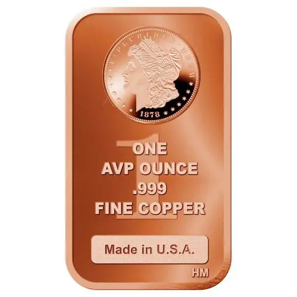 1 oz. Highland Mint Copper Bar .999 Fine - Morgan