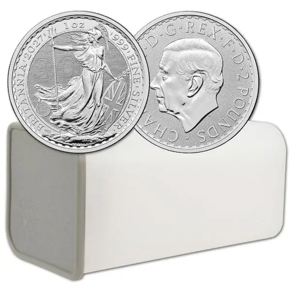 2027 Great Britain Silver Britannia £2 1 oz BU 1 Roll 25 Coin Tube