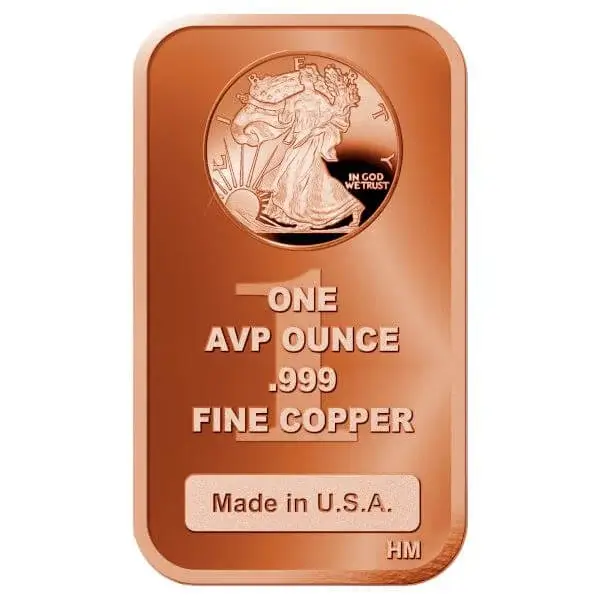 1 oz. Highland Mint Copper Bar .999 Fine - Walking Liberty - TWENTY (20)