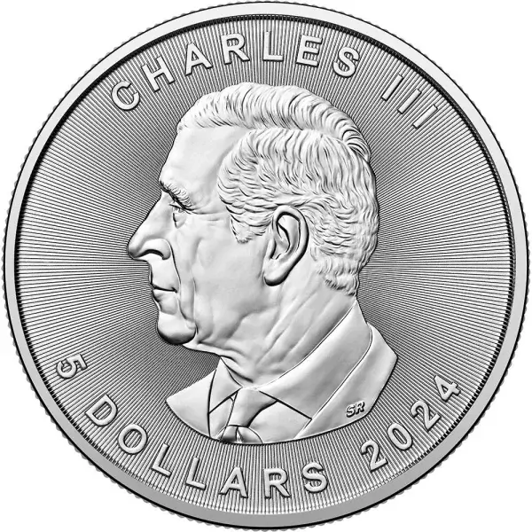 2024 Canada Silver Maple Leaf - 1 oz - $5 - 1 Roll - Twenty-five 25 BU Coins