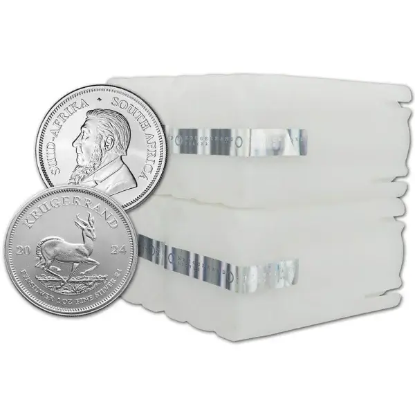 2024 South Africa Silver Krugerrand 1 oz 1 Rand - 100 BU Coins in 4 Mint Tubes