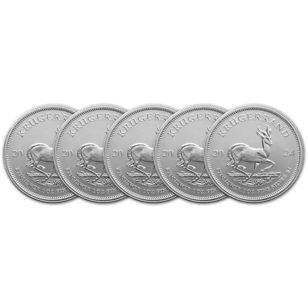 2024 South Africa Silver Krugerrand 1 oz 1 Rand - BU Five 5 Coins