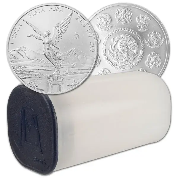 2024 Mexico Silver Libertad 1 oz 1 Onza - 1 Roll - Twenty Five 25 BU Coins