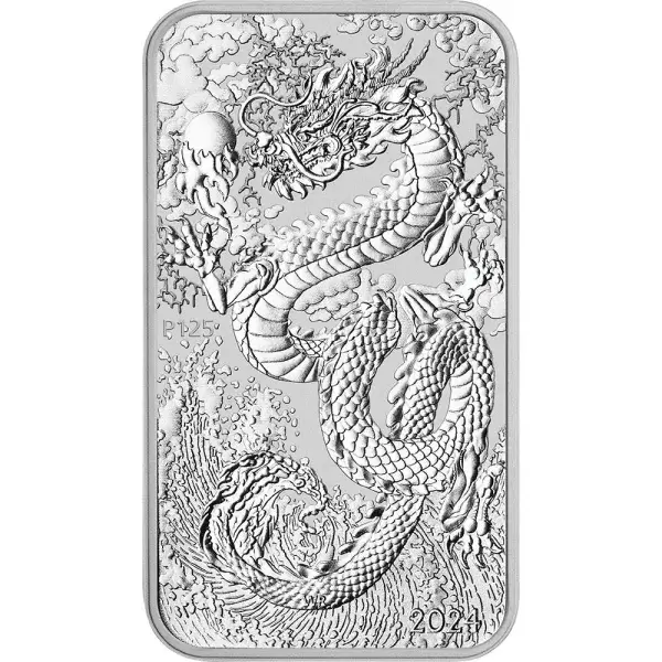 2024 P Australia Silver Dragon Rectangle Coin Bar 1 oz $1 - BU
