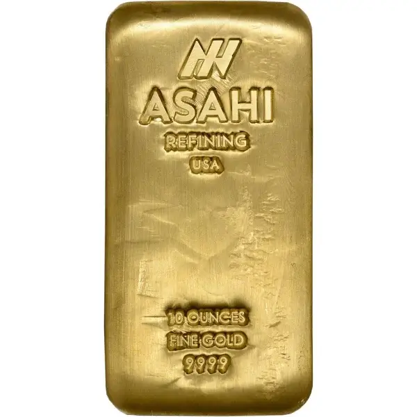 10 oz Gold Bar - Asahi Refining USA - Cast .9999 Fine