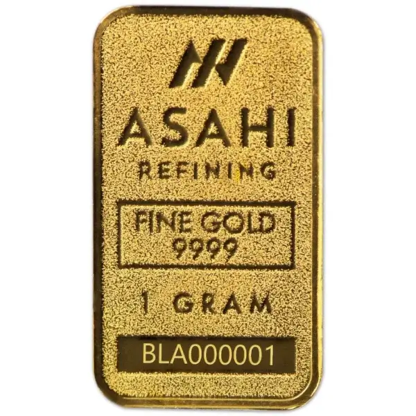 1 gram Gold Bar Asahi Refining Lunar Snake .9999 Fine in Sealed Assay