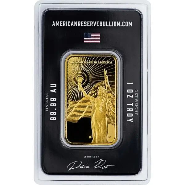 1 oz Gold Bar Asahi Refining American Reserve Columbia Goddess .9999 in Assay