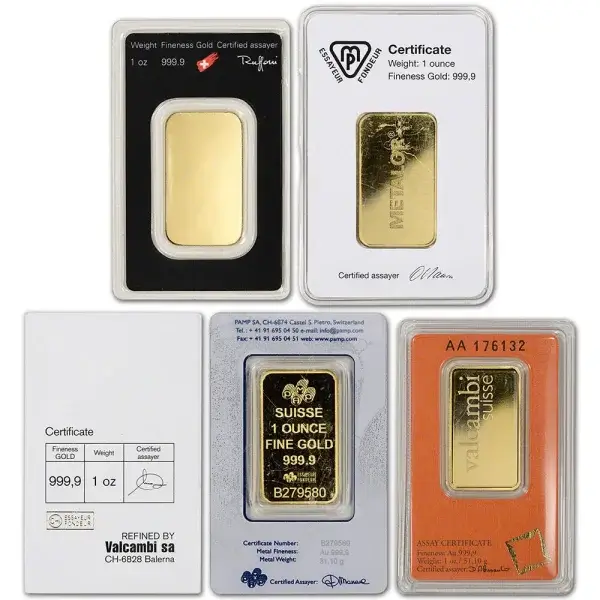 1 oz. Gold Bar - Random Brand - Secondary Market - 999.9 Fine in Assay