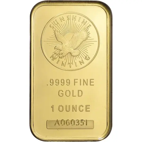 1 oz Gold Bar - Sunshine Minting - .9999 Fine in Assay