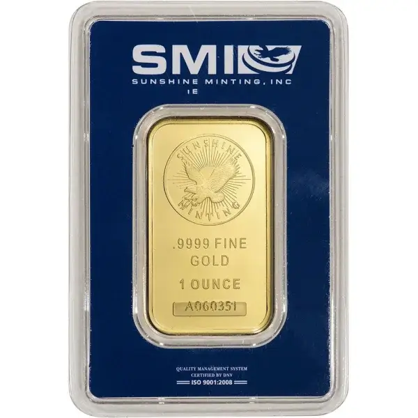 1 oz Gold Bar - Sunshine Minting - .9999 Fine in Assay