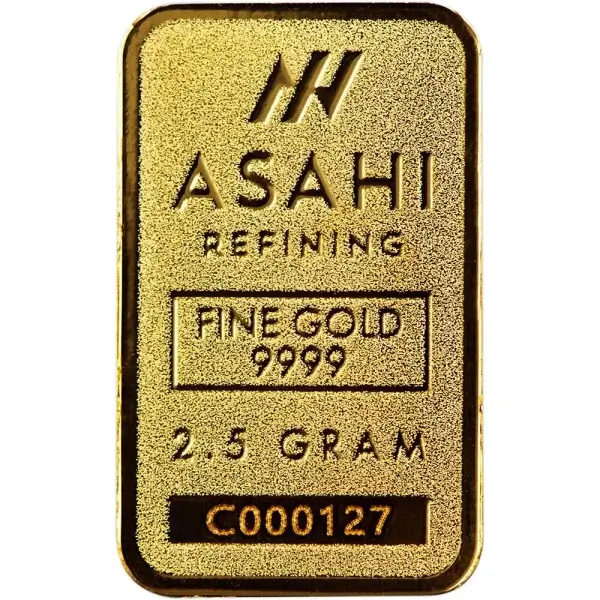 2.5 gram Gold Bar Asahi Refining .9999 Fine in Sealed Assay