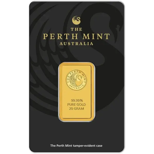 20 gram Gold Bar - Perth Mint - 99.99 Fine in Assay