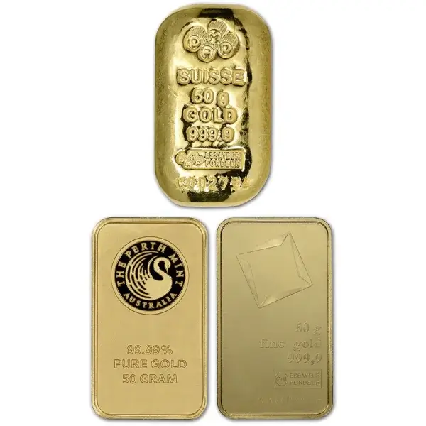 50 gram Gold Bar - Random Brand - Secondary Market - 999.9 Fine