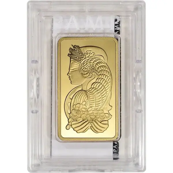 5 oz Gold Bar - PAMP Suisse - Fortuna - 999.9 Fine in Case with Assay