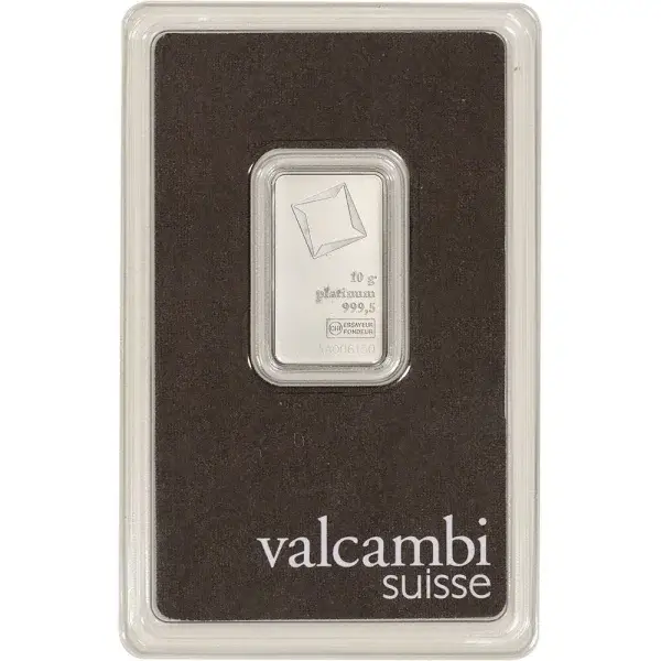 10 gram Platinum Bar - Valcambi Suisse - 999.5 Fine in Sealed Assay