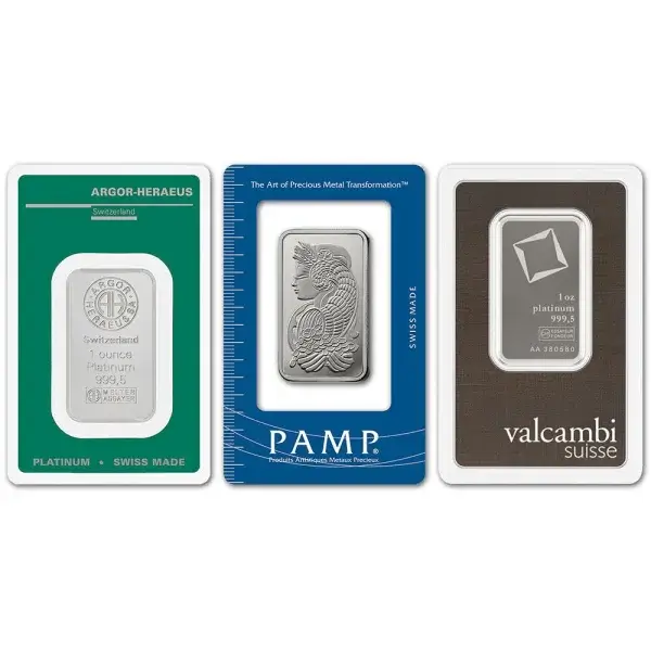 1 oz Platinum Bar - Random Brand - Secondary Market - 999.5 Fine in Assay