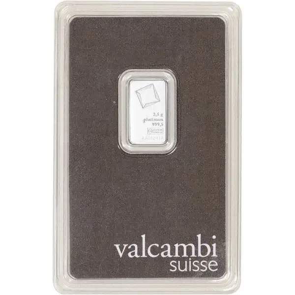 2.5 gram Platinum Bar - Valcambi Suisse - 999.5 Fine in Sealed Assay
