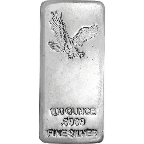 100 oz Silver Bar CNT Eagle Design .9999 Fine