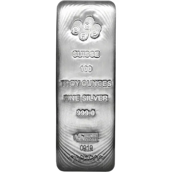100 oz Silver Bar - PAMP Suisse .999 Fine with Assay Certificate