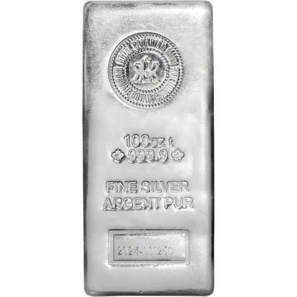2024 100 oz RCM Silver Bar - Royal Canadian Mint .9999 Fine