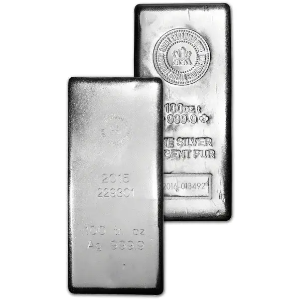 100 oz RCM Silver Bar - Royal Canadian Mint .9999 Fine Random Date