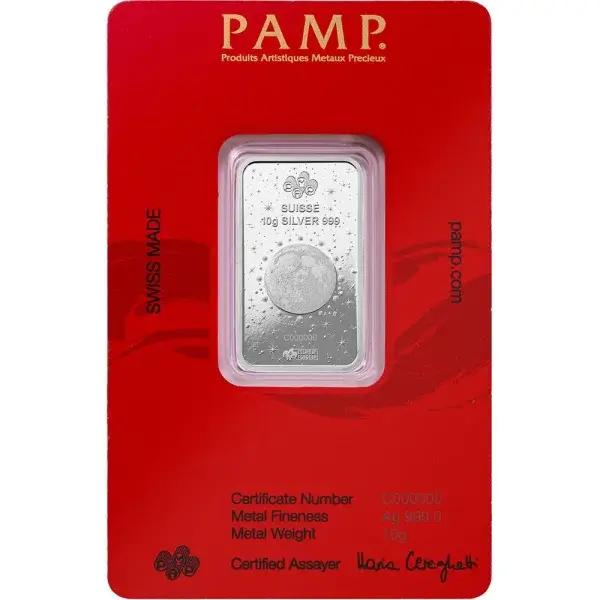 10 gram Silver Bar - PAMP Suisse - Lunar Legends White Snake .999 Fine in Assay