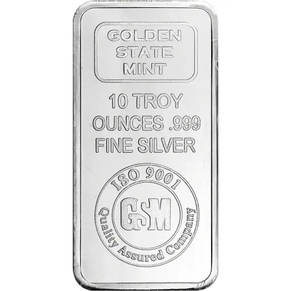 10 oz. Golden State Mint Silver Bar - .999 Fine